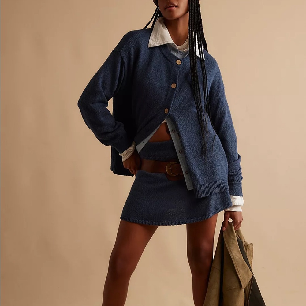 Free people Ameena sweater skirt set-dark denim color